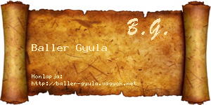 Baller Gyula névjegykártya